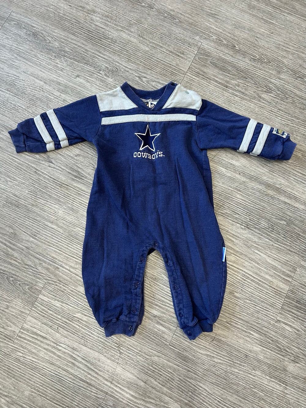 Vintage 90s Mighty Mac NFL Dallas Cowboys Baby Romper 24M Navy Blue Sleeper